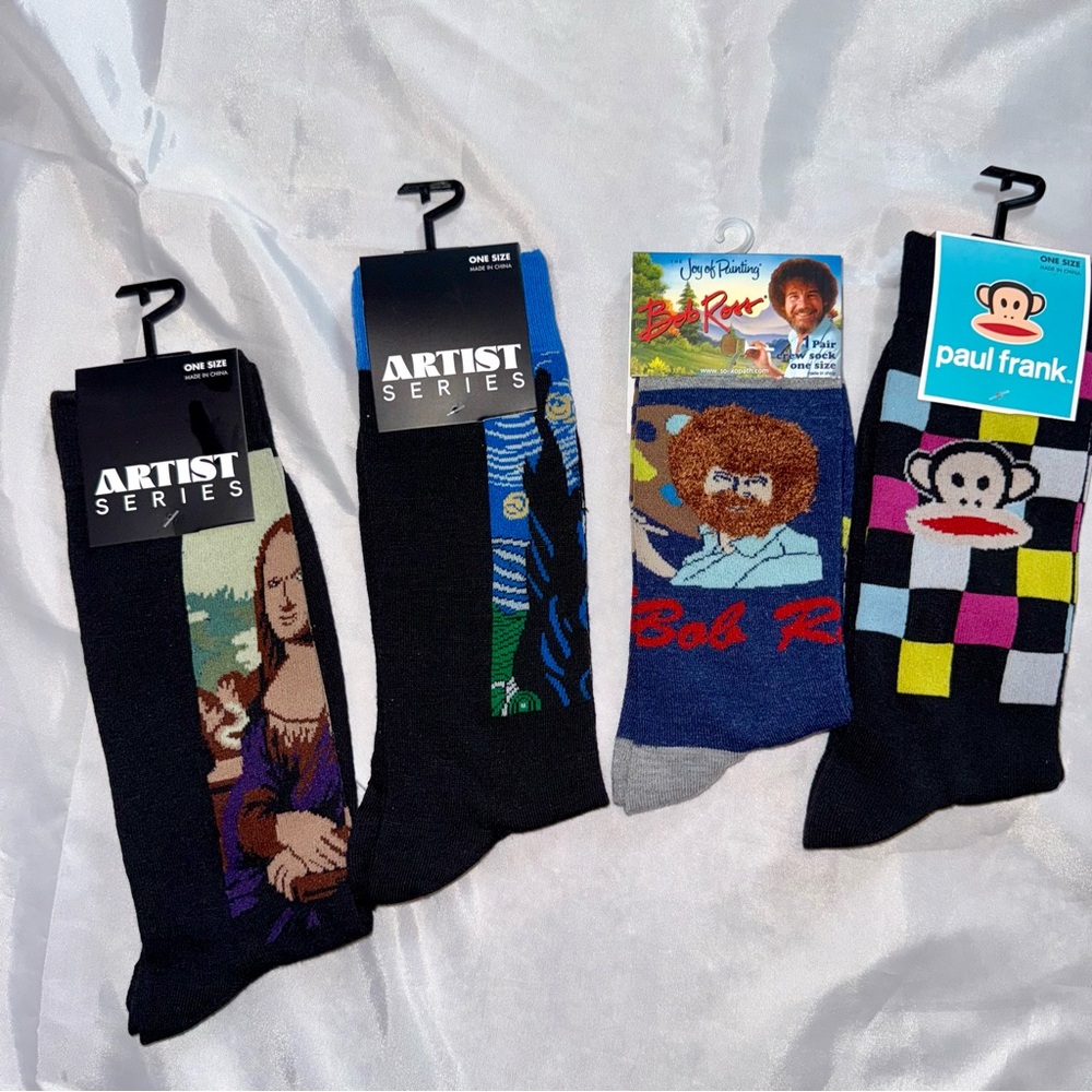 Art Lovers Socks Great Christmas Birthday Gift VanGogh,BobRoss,PaulFrank Adult